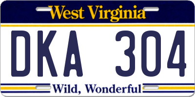 WV license plate DKA304