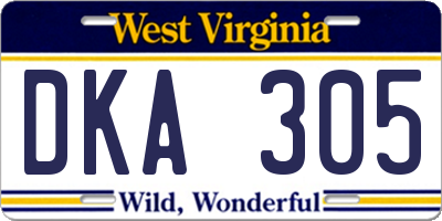 WV license plate DKA305
