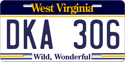 WV license plate DKA306
