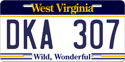 WV license plate DKA307