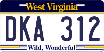 WV license plate DKA312