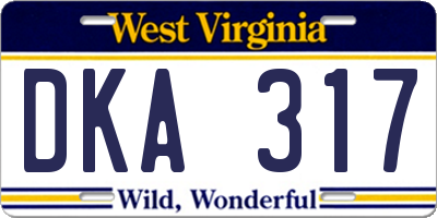 WV license plate DKA317