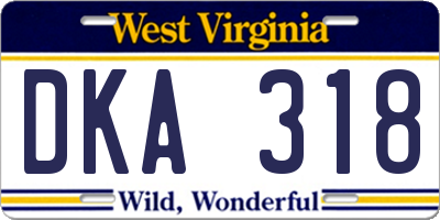 WV license plate DKA318