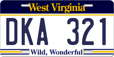 WV license plate DKA321