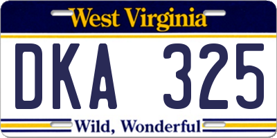 WV license plate DKA325