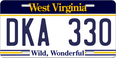 WV license plate DKA330