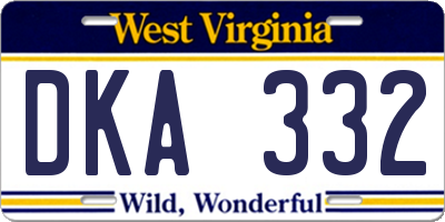 WV license plate DKA332