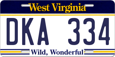 WV license plate DKA334