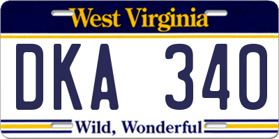 WV license plate DKA340