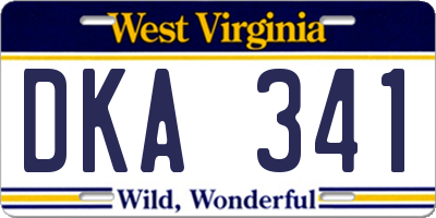 WV license plate DKA341
