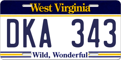 WV license plate DKA343