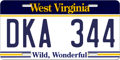 WV license plate DKA344