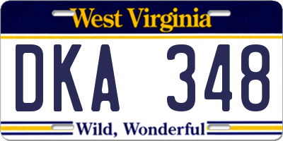 WV license plate DKA348