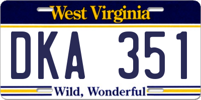 WV license plate DKA351