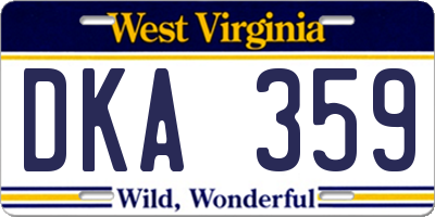 WV license plate DKA359