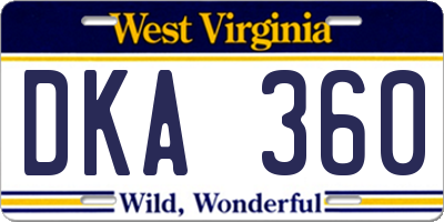 WV license plate DKA360