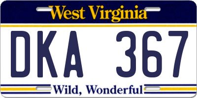 WV license plate DKA367