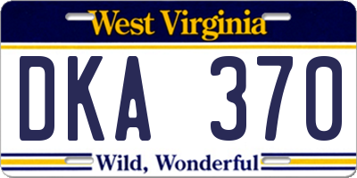 WV license plate DKA370