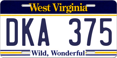 WV license plate DKA375