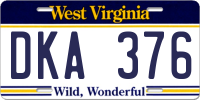 WV license plate DKA376