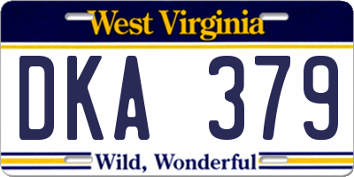 WV license plate DKA379