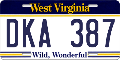 WV license plate DKA387
