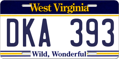 WV license plate DKA393