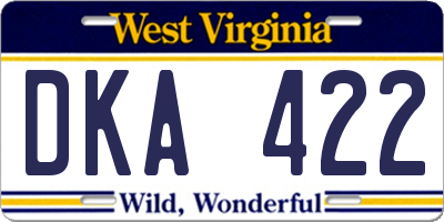 WV license plate DKA422