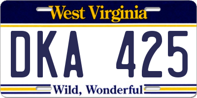WV license plate DKA425