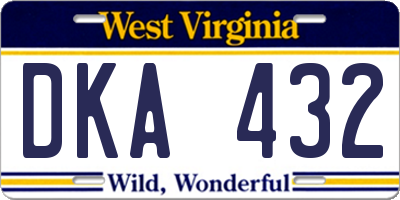 WV license plate DKA432