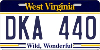 WV license plate DKA440