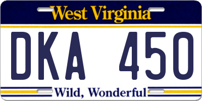WV license plate DKA450