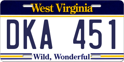 WV license plate DKA451