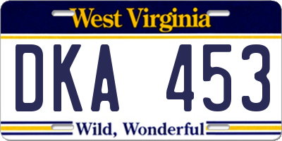 WV license plate DKA453