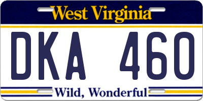 WV license plate DKA460