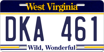 WV license plate DKA461