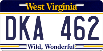 WV license plate DKA462