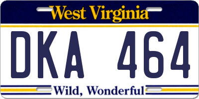 WV license plate DKA464