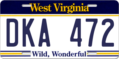 WV license plate DKA472