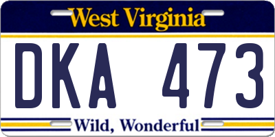 WV license plate DKA473