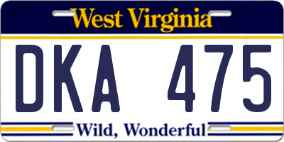 WV license plate DKA475