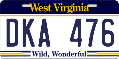 WV license plate DKA476