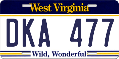 WV license plate DKA477