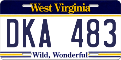 WV license plate DKA483