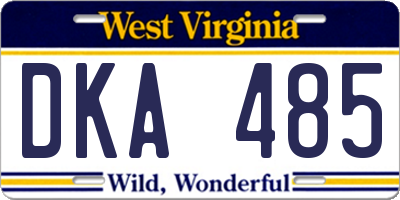 WV license plate DKA485