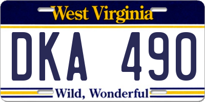 WV license plate DKA490