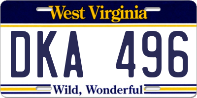 WV license plate DKA496