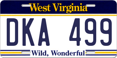 WV license plate DKA499
