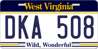 WV license plate DKA508