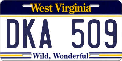 WV license plate DKA509